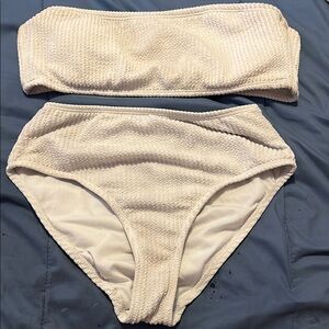Women's Cream Bandeau Bikini Set